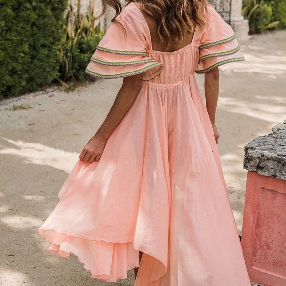peach flare dress